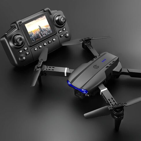 E99 Drone with Screen Controller, Two-batteries, Altitude Hold, One Key Take Off/Landing, Active Obstacle Avoidance. with Black Outdoor Carrying Case. (Black - 2 batteries) in Kuwait