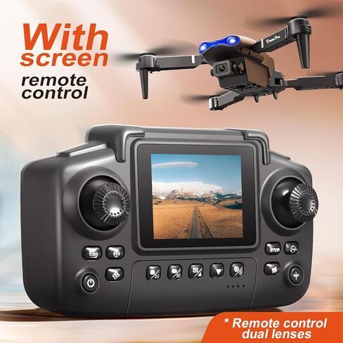 E99 Drone with Screen Controller, Two-batteries, Altitude Hold, One Key Take Off/Landing, Active Obstacle Avoidance. with Black Outdoor Carrying Case. (Black - 2 batteries) in Kuwait