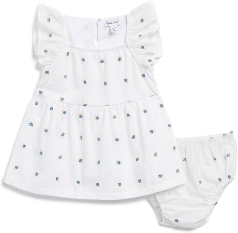 Splendid Baby Girls' Fresh Floral Short-Sleeve Ruffle Shoulder Dress with Diaper Cover in Saudi Arabia