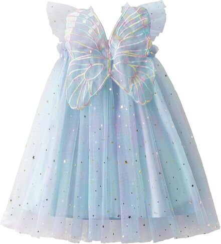Nileafes Toddler Girl Fairy Butterfly Tulle Dress Sequins Birthday Princess Casual Holiday Dresses in Kuwait