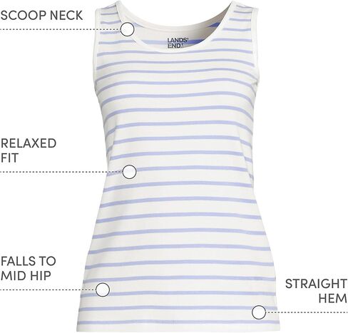 Lands' End Womens Cotton Tank Top Black Tall Medium in Kuwait