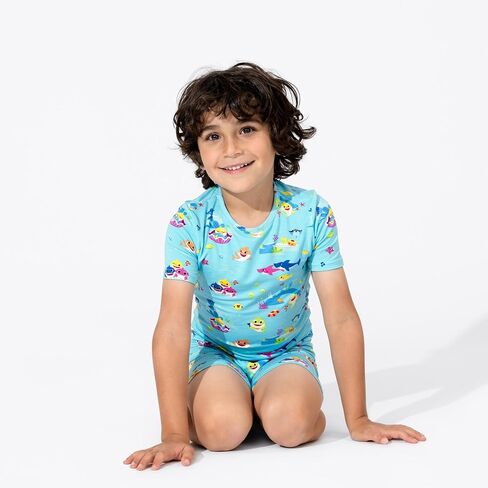 Bellabu Bear Baby Shark Kids Shorts Set for Boys & Girls, Matching Family Pajamas, Rayon from Bamboo in Saudi Arabia