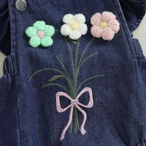 Douhoow Baby Girl Denim Romper Shuffle Flower in Kuwait