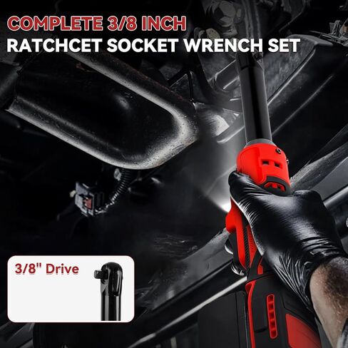3/8" Extended Cordless Ratchet Wrench, Torque 80N.m, 320 RPM Electric Power Ratchet Wrench with LED Light Impact Gun Power Torque Electric Ratchet (Tool Only) (Fit for MILWAU-KEE) in Saudi Arabia
