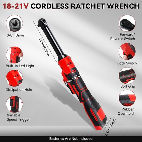 3/8" Extended Cordless Ratchet Wrench, Torque 80N.m, 320 RPM Electric Power Ratchet Wrench with LED Light Impact Gun Power Torque Electric Ratchet (Tool Only) (Fit for MILWAU-KEE) in Saudi Arabia