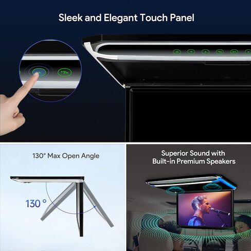 XTRONS® 17.3 بوصة 16:9 شاشة TFT رقمية رفيعة للغاية FHD 1080P مشغل فيديو علوي للسيارة شاشة مثبتة على السقف منفذ HDMI 1920 * 1080 سماعات رأس IR جديدة عالية الوضوح (أسود وأبيض) (بدون DVD) in Saudi Arabia
