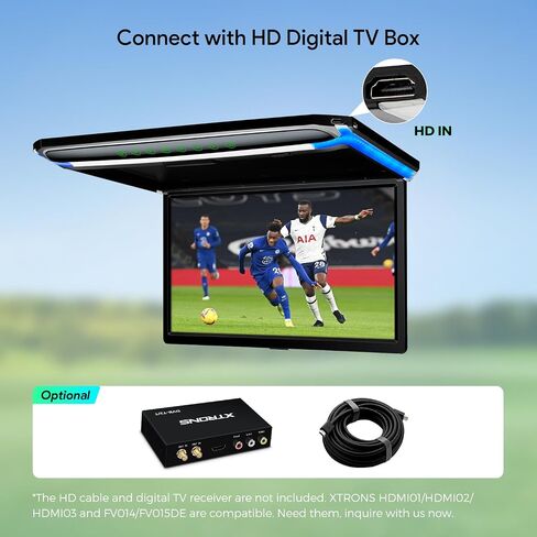 XTRONS® 17.3 بوصة 16:9 شاشة TFT رقمية رفيعة للغاية FHD 1080P مشغل فيديو علوي للسيارة شاشة مثبتة على السقف منفذ HDMI 1920 * 1080 سماعات رأس IR جديدة عالية الوضوح (أسود وأبيض) (بدون DVD) in Saudi Arabia