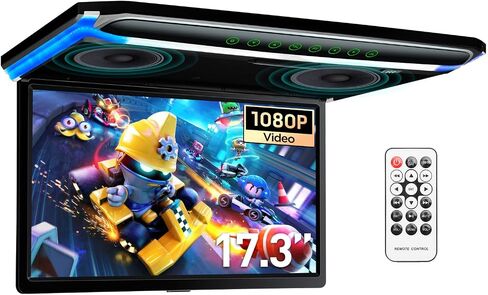 XTRONS® 17.3 بوصة 16:9 شاشة TFT رقمية رفيعة للغاية FHD 1080P مشغل فيديو علوي للسيارة شاشة مثبتة على السقف منفذ HDMI 1920 * 1080 سماعات رأس IR جديدة عالية الوضوح (أسود وأبيض) (بدون DVD) in Saudi Arabia