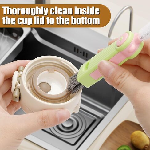 3 in 1 Cup Lid Gap Cleaning Brush Set, Multifunctional Bottle Cleaning Brush, Portable Water Bottle Cleaner Brush, Home Kitchen Cleaning Tools for Thorough Cleaning of Bottles, Cups, and Tight Spaces in Saudi Arabia