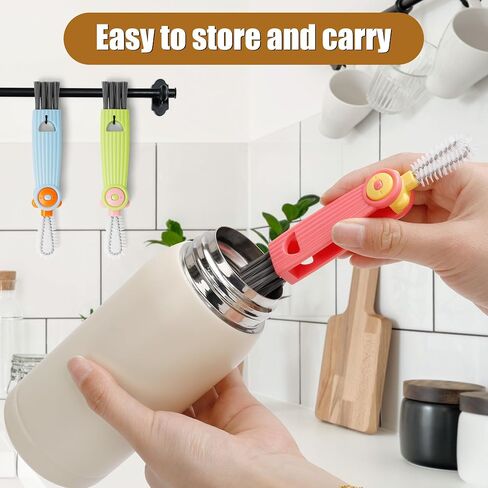 3 in 1 Cup Lid Gap Cleaning Brush Set, Multifunctional Bottle Cleaning Brush, Portable Water Bottle Cleaner Brush, Home Kitchen Cleaning Tools for Thorough Cleaning of Bottles, Cups, and Tight Spaces in Saudi Arabia