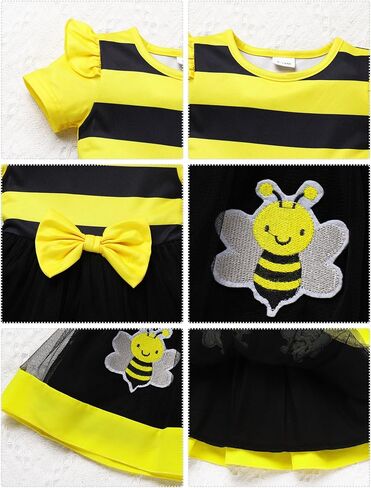 Baby Girl First Strawberry Cow Bee Day Birthday Dress Short Sleeve Farm Animal One Year Toddler Cake Smash Outfits in Saudi Arabia