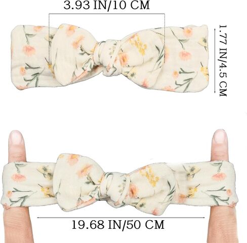 Baby Girl Muslin Cotton Hair Bow Headband, Top Knotted Floral and Solid Headwrap for Newborns, Infants, Toddlers (CJpinkset) in Saudi Arabia