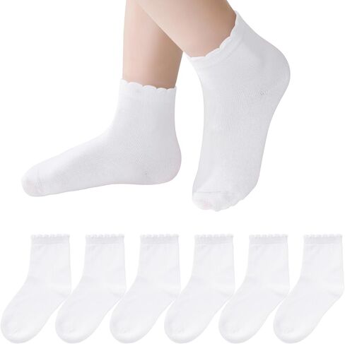 6 Pair Toddler Ruffles Ankle Socks, Baby Girls Boys No Show Sock, Cute Cotton School Dress Socks for Kids in Saudi Arabia