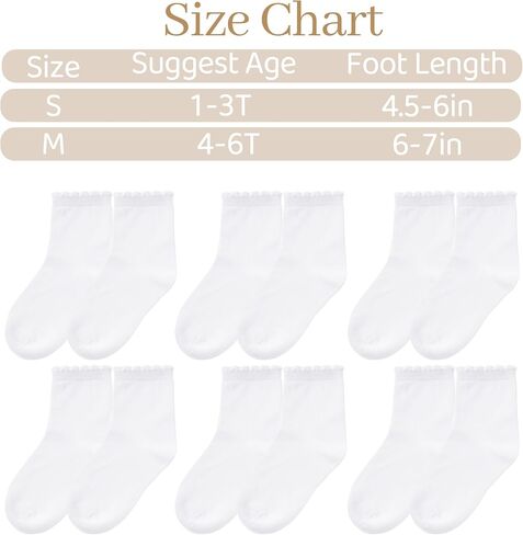 6 Pair Toddler Ruffles Ankle Socks, Baby Girls Boys No Show Sock, Cute Cotton School Dress Socks for Kids in Saudi Arabia