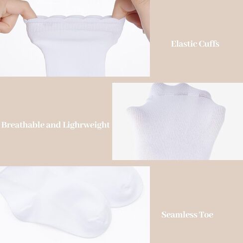 6 Pair Toddler Ruffles Ankle Socks, Baby Girls Boys No Show Sock, Cute Cotton School Dress Socks for Kids in Saudi Arabia