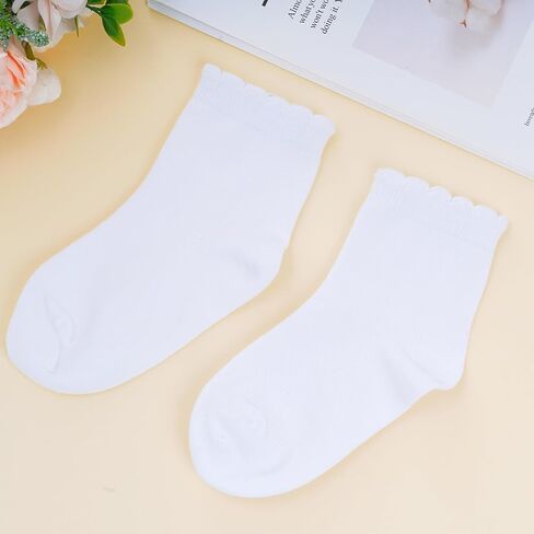 6 Pair Toddler Ruffles Ankle Socks, Baby Girls Boys No Show Sock, Cute Cotton School Dress Socks for Kids in Saudi Arabia