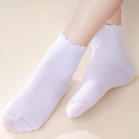 6 Pair Toddler Ruffles Ankle Socks, Baby Girls Boys No Show Sock, Cute Cotton School Dress Socks for Kids in Saudi Arabia