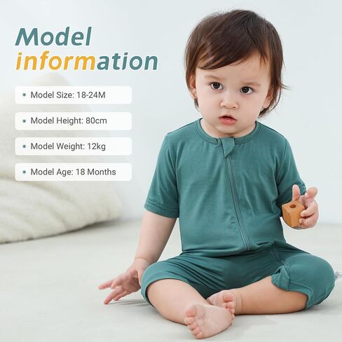MICHLEY Baby Bamboo Viscose Short Sleeve Summer Romper 2 Pack, Unisex Newborn Zipper Bodysuit Toddler Clothes 0-24M in Kuwait