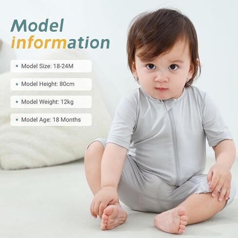 MICHLEY Baby Bamboo Viscose Short Sleeve Summer Romper 2 Pack, Unisex Newborn Zipper Bodysuit Toddler Clothes 0-24M in Kuwait