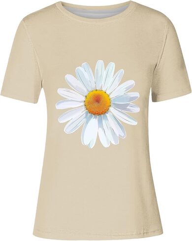 Womens T Shirts Short Sleeve Tees Sunflower Graphic Loose Summer Tops Casual Outdoor Camping Workout Going Out Tops in Kuwait