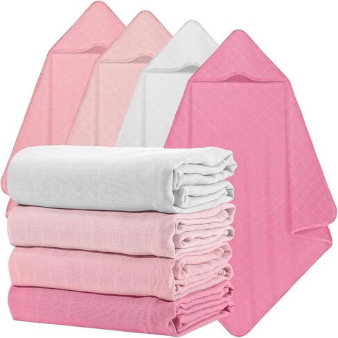 Preboun 4 PCS Muslin Rooded Baby مناشف الأطفال ، 32 "× 32" من منشفة حمام الحمام المولود حديثًا للقطن. in Saudi Arabia