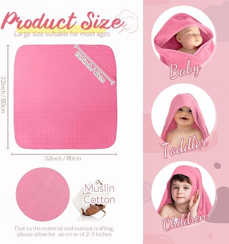 Preboun 4 PCS Muslin Rooded Baby مناشف الأطفال ، 32 "× 32" من منشفة حمام الحمام المولود حديثًا للقطن. in Saudi Arabia
