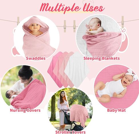 Preboun 4 PCS Muslin Rooded Baby مناشف الأطفال ، 32 "× 32" من منشفة حمام الحمام المولود حديثًا للقطن. in Saudi Arabia