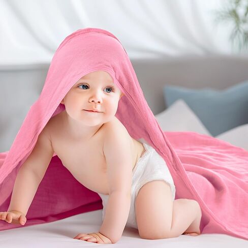 Preboun 4 PCS Muslin Rooded Baby مناشف الأطفال ، 32 "× 32" من منشفة حمام الحمام المولود حديثًا للقطن. in Saudi Arabia