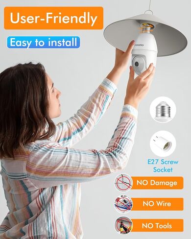 Light Bulb Security Camera -5G&2.4GHz 5MP HD WiFi 6 Home Baby Monitor, Security Cameras Wireless Outdoor Indoor, Night Vision, 2-Way Audio, PIR Mothion Detection and Alerts, Works with Alexa (White) in Saudi Arabia