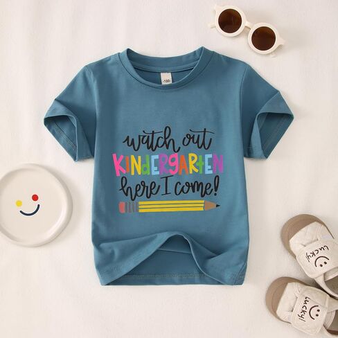 Watch Out Kindergarten Here I Come Shirt for Girls Boy First Day of Kindergarten Tshirt Kids Back to School Outfit in Kuwait
