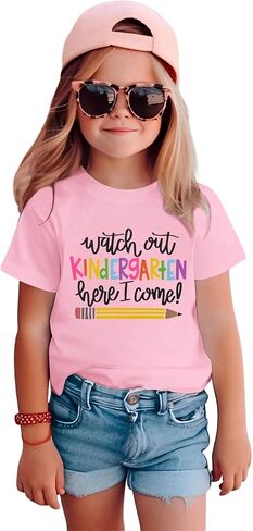 Watch Out Kindergarten Here I Come Shirt for Girls Boy First Day of Kindergarten Tshirt Kids Back to School Outfit in Kuwait