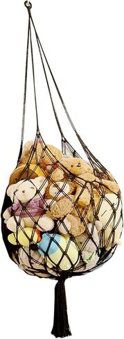 محشو بتخزين الحيوانات زاوية شنقا صافي حيوانات حيوان أرجوحة Macrame Display Plush Toy Holder for Kid Bedroom Decor Boho Playroom Playrizer (Cream) in Kuwait