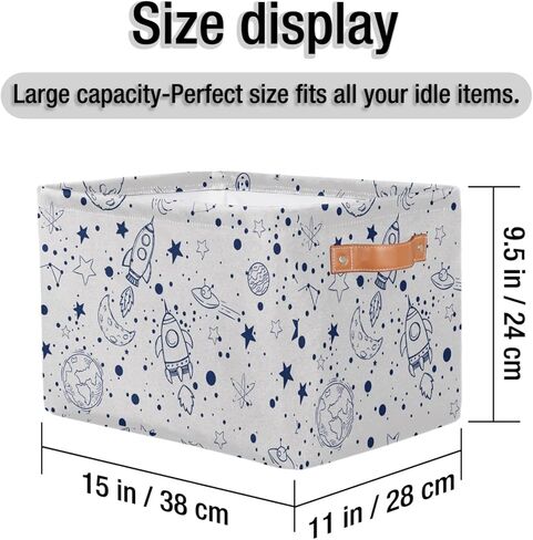 Rectangle Storage Baskets for Organizing - Foldable Storage Bin Cubes with Handles, Large Organizer Bins Boxes Toy Closet Shelf Nursery Laundry Basket, 1 Pcs(Galaxy Universe Planet) in Kuwait