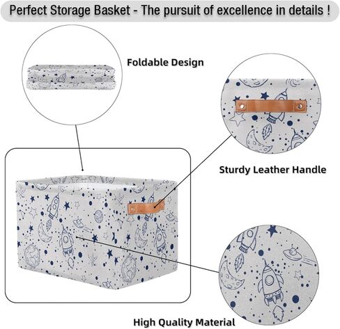 Rectangle Storage Baskets for Organizing - Foldable Storage Bin Cubes with Handles, Large Organizer Bins Boxes Toy Closet Shelf Nursery Laundry Basket, 1 Pcs(Galaxy Universe Planet) in Kuwait