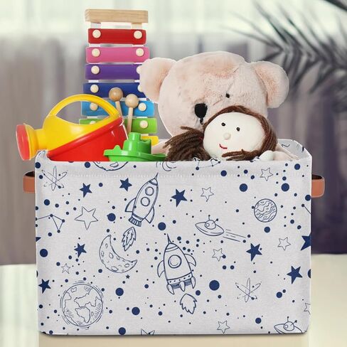 Rectangle Storage Baskets for Organizing - Foldable Storage Bin Cubes with Handles, Large Organizer Bins Boxes Toy Closet Shelf Nursery Laundry Basket, 1 Pcs(Galaxy Universe Planet) in Kuwait
