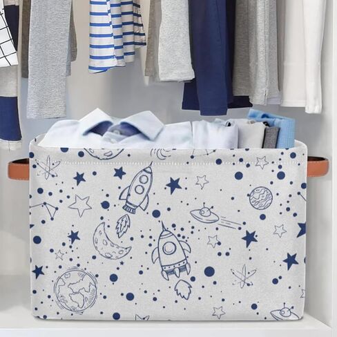 Rectangle Storage Baskets for Organizing - Foldable Storage Bin Cubes with Handles, Large Organizer Bins Boxes Toy Closet Shelf Nursery Laundry Basket, 1 Pcs(Galaxy Universe Planet) in Kuwait