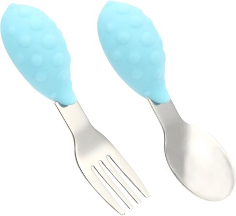 Garneck 1 Set Silicone Steel Spoon و Feeding Fork Safe سهل التنظيف لتصميم القنفذ الجذاب لتناول الطعام وتشجيع التغذية الذاتية in Saudi Arabia