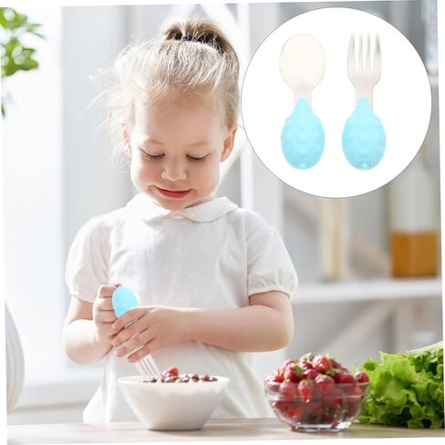 Garneck 1 Set Silicone Steel Spoon و Feeding Fork Safe سهل التنظيف لتصميم القنفذ الجذاب لتناول الطعام وتشجيع التغذية الذاتية in Saudi Arabia