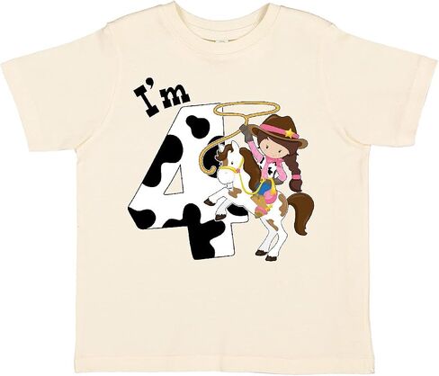 inktastic I'm Four-Cowgirl Riding Horse Birthday Toddler T-Shirt in Saudi Arabia