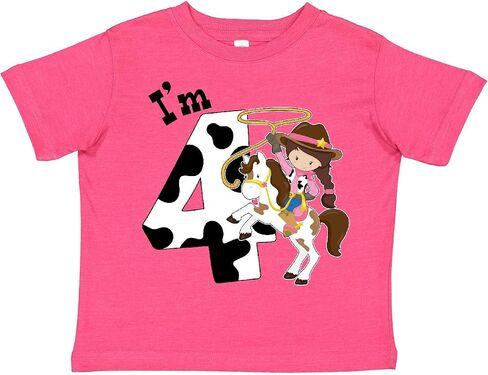 inktastic I'm Four-Cowgirl Riding Horse Birthday Toddler T-Shirt in Saudi Arabia
