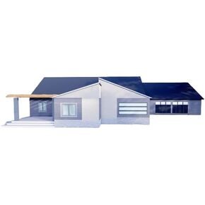Plans for 2-Bedroom House, Attached Garage – Open Kitchen, Dining & Living Area, Washroom, Laundry – Floor Plan, Elevations, Roof Plan, Foundation Plan