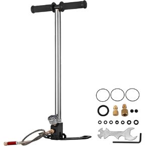 3 Stage PCP Pump + Pressure Gauge 4500PSI Tire Kayak Ball Inflatable Rifle Air Gun Filling Stirrup High Pressure Hand Pump for Beginners DIY Use
