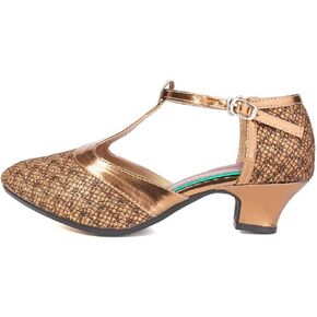 HROYL Womens Closed Toe Sparkling Glitter Salsa Bachata Ballroom Heels Modern Latin Dance Shoes,DY309