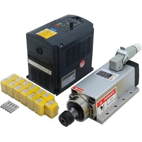 Engraving CNC Spindle Motor Kit 2.2kw 2200w Air Cooled Square Spindle 24000RPM + VFD Inverter With RS485 + 13 pcs ER20 For Milling Accessories(220V)