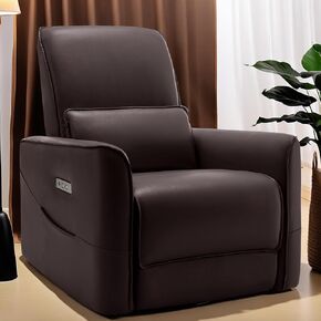 Swivel Recliner Chair, Glider Rocking Chair Nursery, Electric Rocking Recliner Chair of Faux Leather,