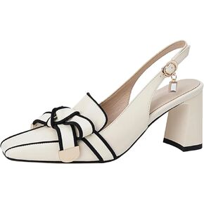 Women's Plus Size Slingback Pumps - Genuine Leather High Heels, Office Dress