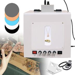 Portable Photo Studio Light Box & Soft Box with Automatic Turntable and Hanging Stand, Professional Dimmable Shooting Tent with 4 LED Lights +5 color plates,for Jewelry/Cosmetic/Crafts,TB20