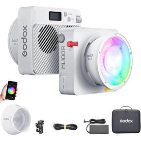 Godox ML100R RGB LED Video Light, 110W 1800K-1000K Full Color RGB LED COB Contiuous Light, 14 FX Effects Photography Light Support APP Control