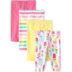 The Children's Place,Baby Girls,and Toddler Multipack Capri Leggings,Popsicle/Pink/Striped/Yellow 4-Pack,18 Months,24 Months