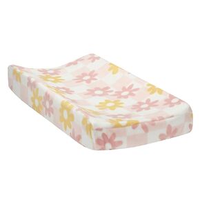 Lambs & Ivy Daisy Dreams Pink/White Checkered Soft Luxury Changing Pad Cover